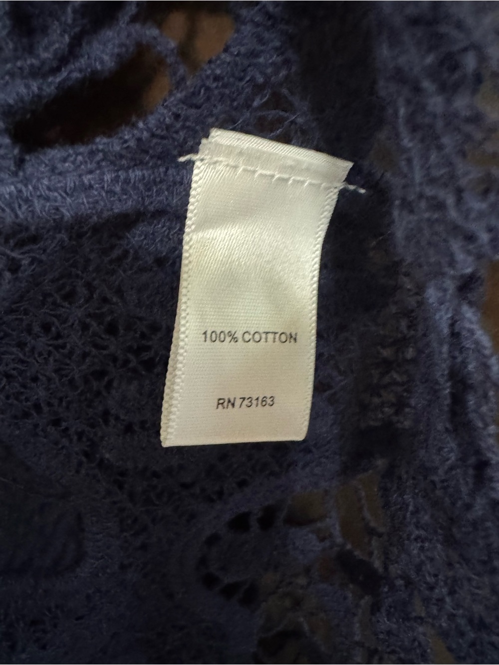 Cupio Crochet Lace Navy Blue Blouse size Medium Cottagecore - Picture 6 of 8